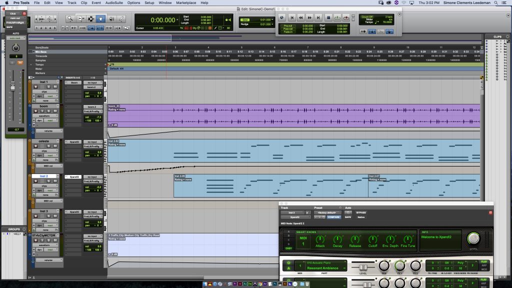 This is a screenshot of the Pro Tools interface when I created this demo.