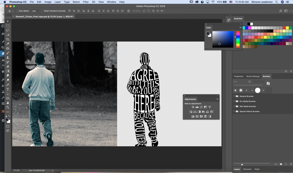 This is a screenshot of the Adobe Photoshop interface while I was in the process of making the citizen diptych.