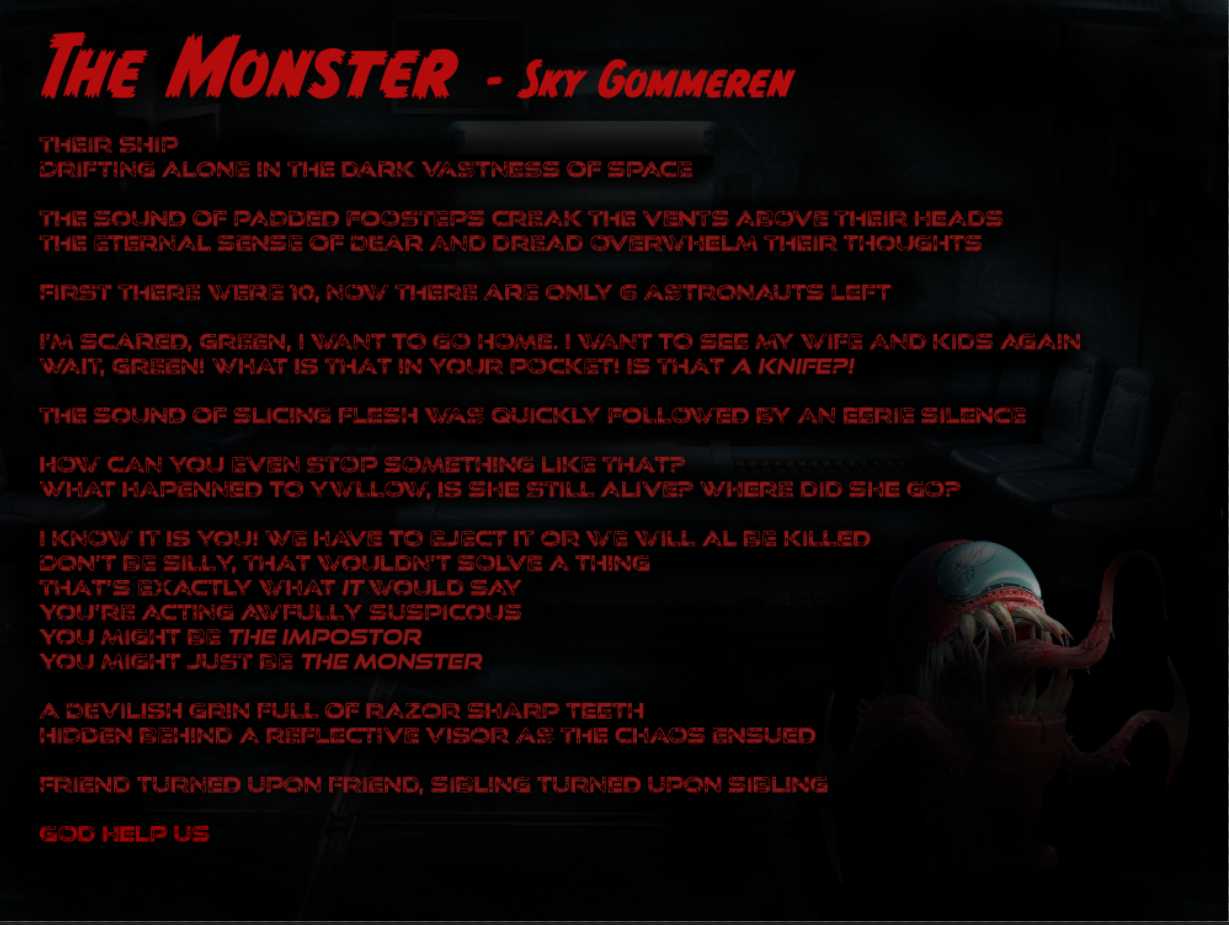 Poem by Sky Gommeren The Monster