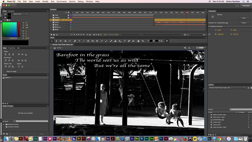 this is the screenshot of the process of making our Haiku Photo Video in Flash
