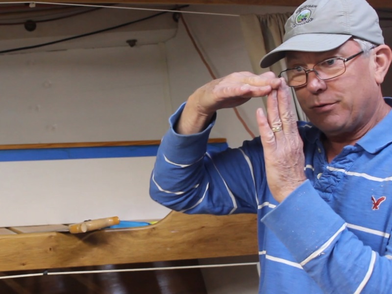Volunteer Brian Swing explains the woodworking skills he learned.