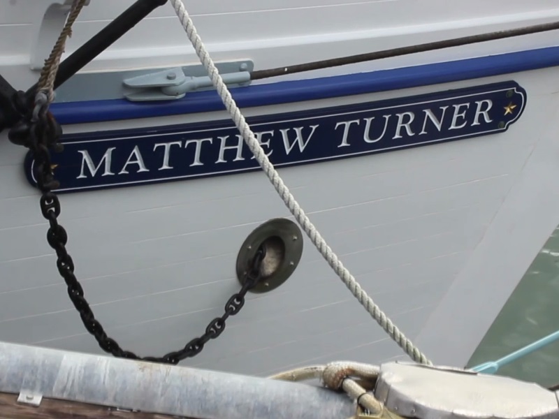 Turner's name is placed on the bow of the ship.