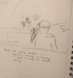 The image shows one of the scene sketches that I created