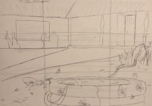 the image shows a sketch of the set that I planned on setting up