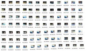 The image shows many thumbnails of photographs that were taken