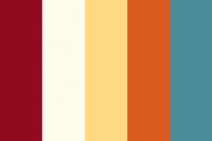 The image shows a color palette of oranges and blue