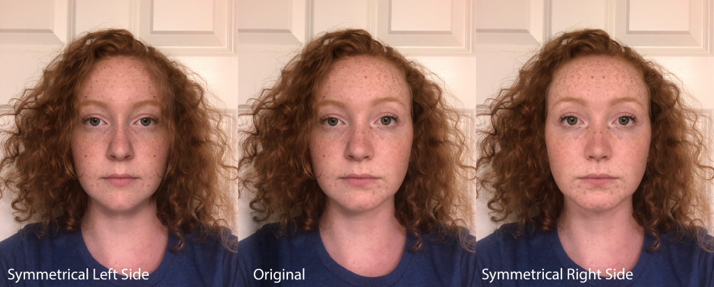 The image depicts my face with exact symmetry, reflected on the left and right side. 