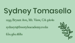 The image shows the front of my business card