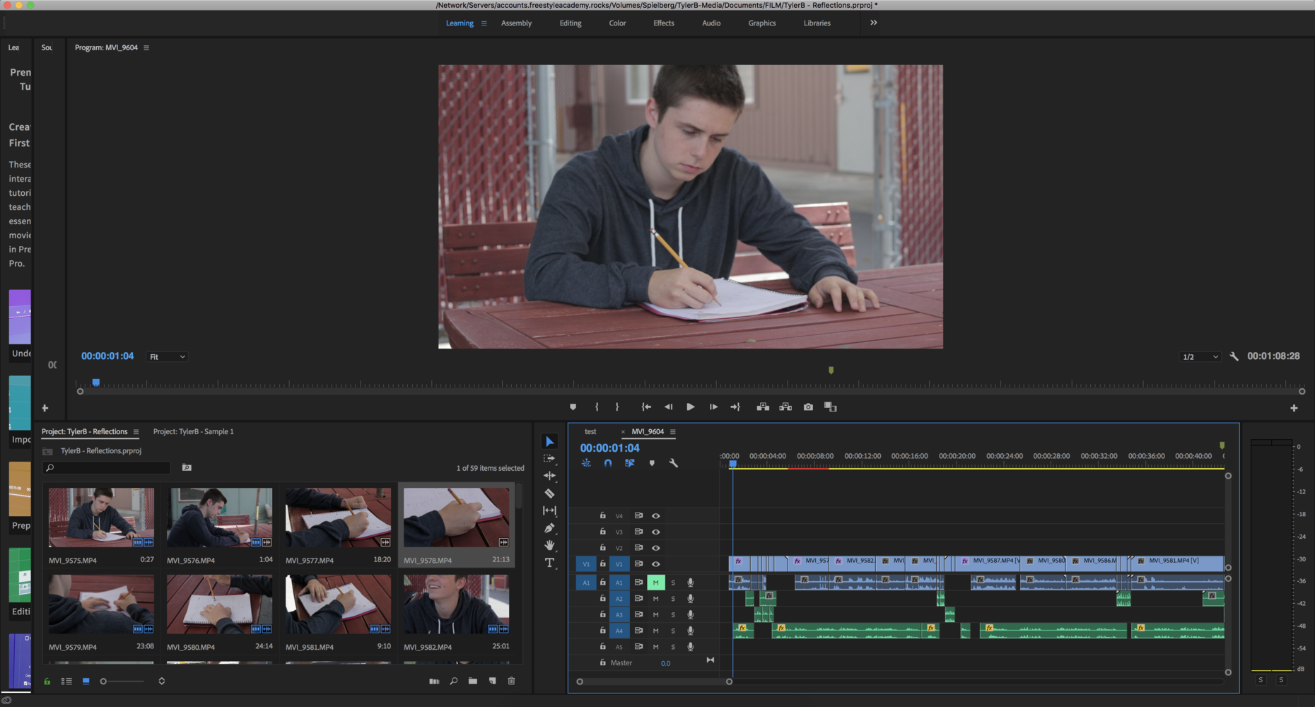 This is a photo of my process I used to make my Video Essay with Primere Pro.